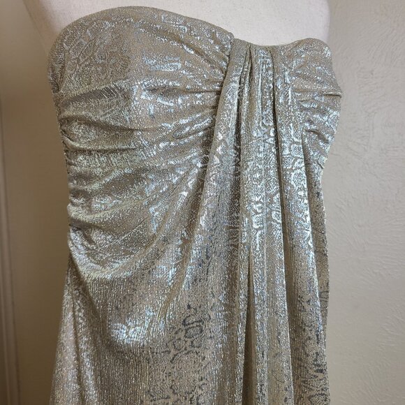 NWT Neiman Marcus Shelli Segal Long Evening Gown Dress Gold Nude Size 12 Tall - Picture 4 of 14